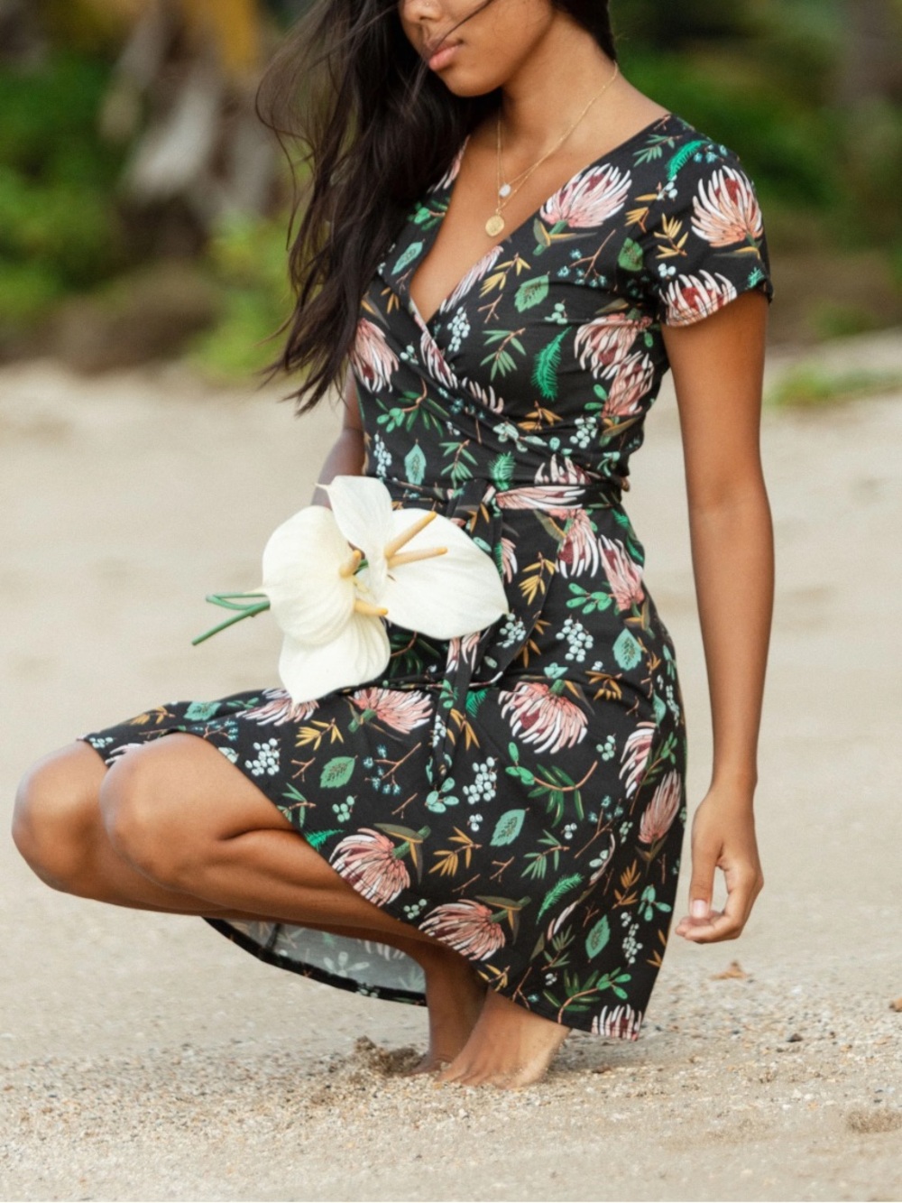 NWOT Vermilli, Honolulu Hawaii Akela Wrap Dress in Protea, XS